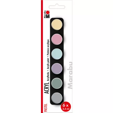Marabu akrilfesték szett - pasztell színek, 6 x 3,5 ml